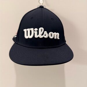 Wilson Navy Snapback Hat with White Script Logo